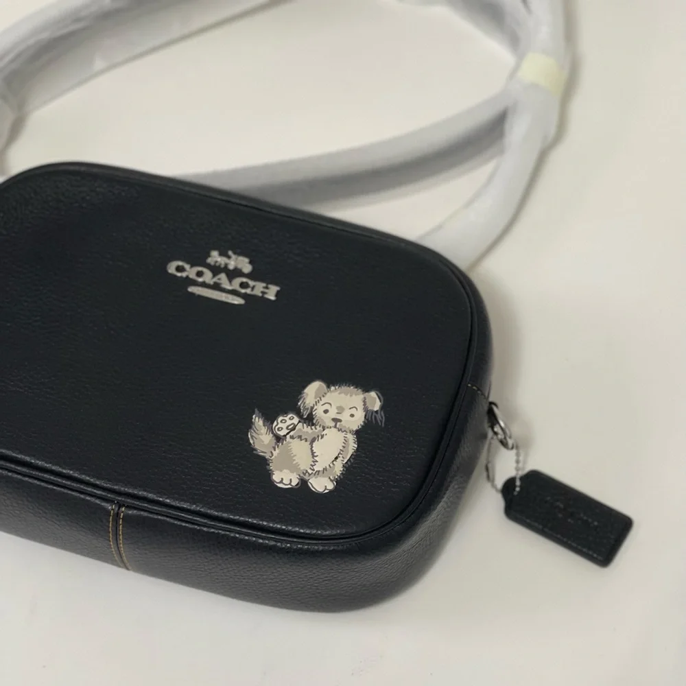 Coach Jamie Camera Bag With Happy Dog In Silver & Black Multi Color- New W/ Tag - Picture 8 of 16